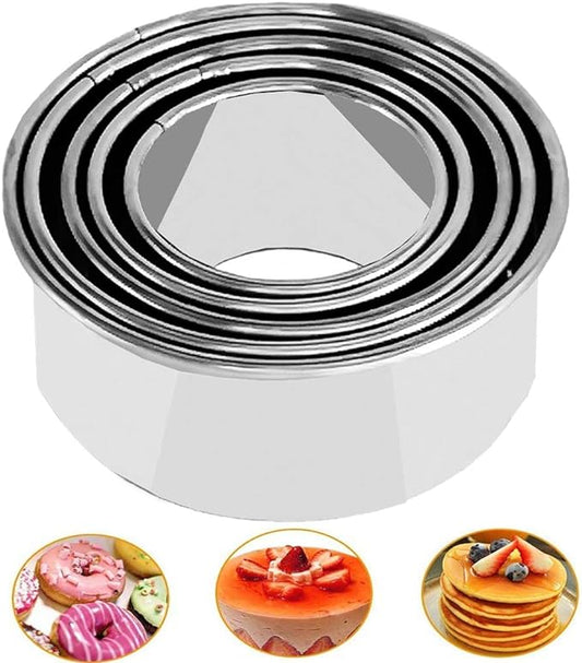 5Pcs Cookie Cutters - Stainless Steel Biscuit Cutters/Dumpling Cutters/Cake Pastry Cutters/Cake Cookie Scone Cutters Molds stamps for Cooking Baking (Round Edge, 5Pcs)