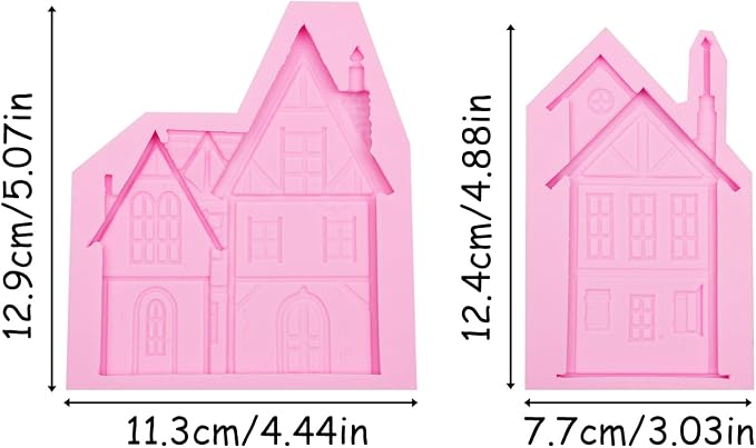 Vintage Buildings Fondant Mold,Victorian House Silicone Mold，House Chocolate Mold for Cake Cupcake Decorating and Crafts Native