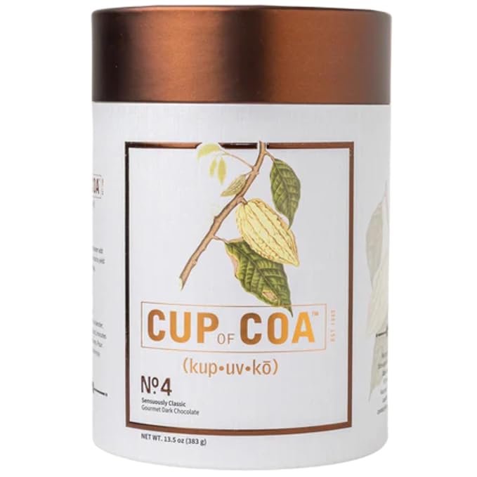 Cup of Coa No. 4 Sensuously Dark | Gourmet Dark Hot Cocoa Mix | Just Add Water | Rich, Velvety & Silky Smooth | Luxury Dark Chocolate Hot Chocolate | Made in USA (8 Servings)
