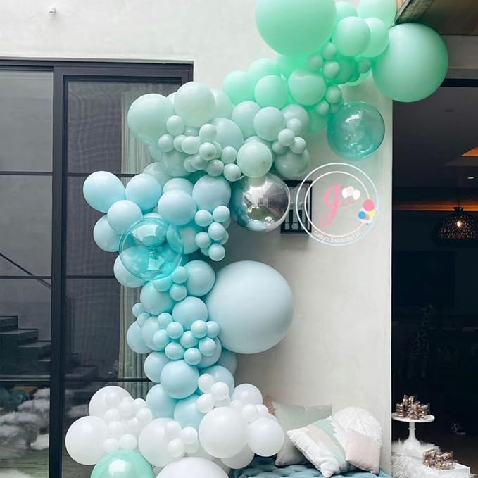 Voircoloria 130pcs Mint Green Balloons Different Sizes 18" 12" 10" 5" Pastel Light Green Balloons for Boys Girls Birthday Baby Shower Gender Reveal Wedding Decorations