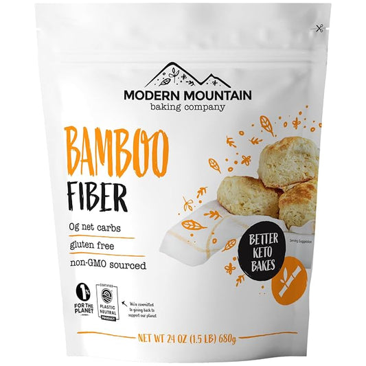 Bamboo Fiber (1.5 lb) 0g Net Carbs, Keto Fiber for Keto and Low Carb Baking, Improves Texture of Keto Baking, Keto-Friendly, Verified Gluten Free, Non-GMO Sourced, Finest Grind of Bamboo Flour