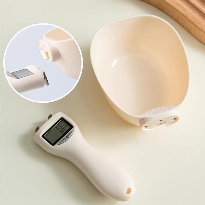 Digital Measuring Spoon Scale, Electronic Kitchen Measuring Spoon Scale for Cooking Baking, Grams and Ounces, Smart Adjustable Measure Cup with LCD Screen for Home Cooks Bakers Pet Owners