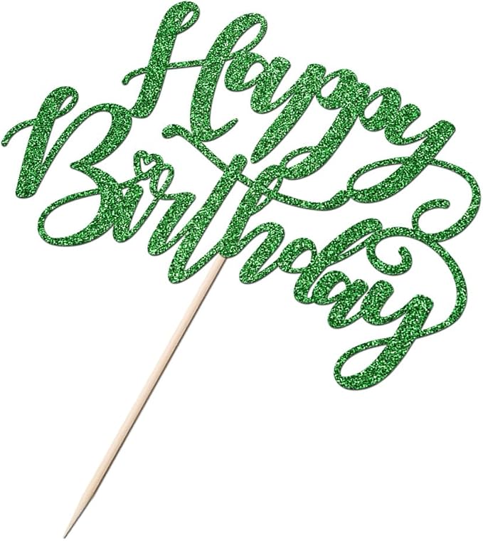 Handmade Glitter Happy Birthday Cake Topper,Birthday Party Cake Decorations, Anniversary/Birthday Party Decoration Supplies (Green)