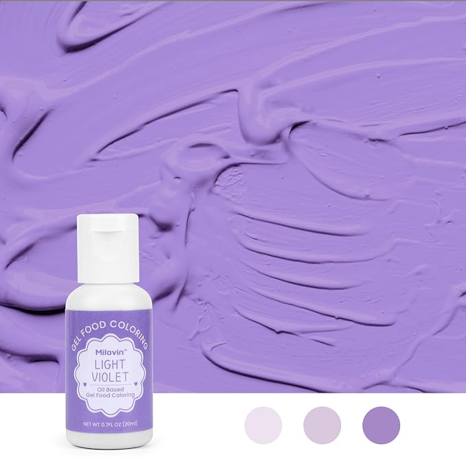 Oil Based Food Coloring for Chocolate, 20ml Edible Light Violet Oil Based Food Coloring Gel for Cake Decorating, Sugar, Candy Melts, Baking, Cookies, Icing Frosting, Meringues, Cream- 0.7 Fl. Oz(Light Violet)