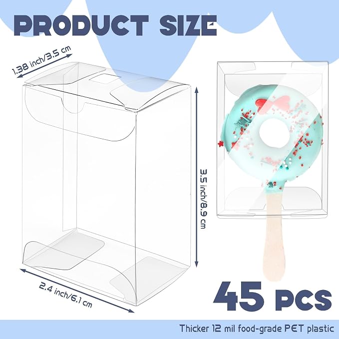 CZWESTC 45 Pcs Cakesicle Rice Krispie Treat Boxes 3.5x2.4x1.38 | Elegant commercial-grade packaging solution perfectly tailored for upscale weddings, bakeries, parties, and DIY gifts.