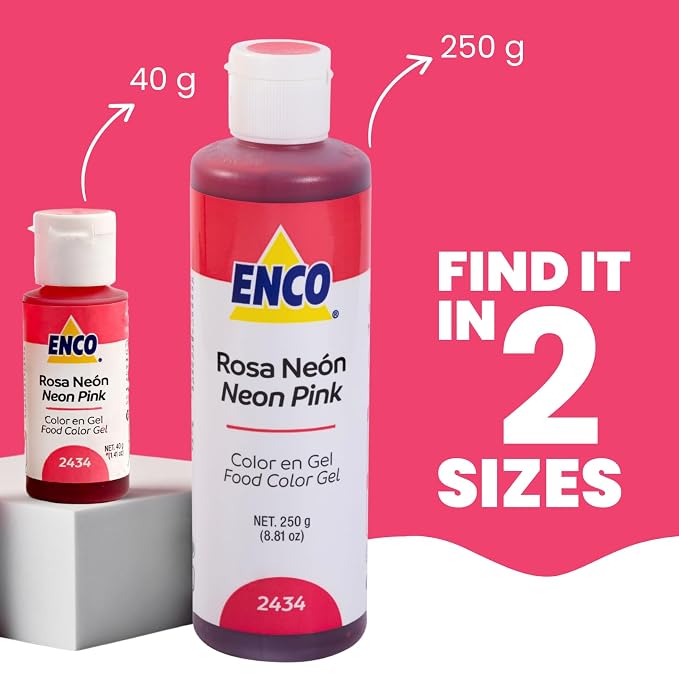 ENCO Food Coloring Gel Neon Pink 1.41 oz (40g) Concentrated, Vegan