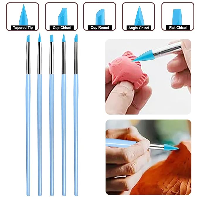 20Pcs Silicone Sculpting Tools, Colorful Clay Sculpting Tools, Multi-Shape Silicone Brushes, Pottery Modeling Tools for Polymer Clay, Ceramics, Nail Art, Fondant & Craft DIY