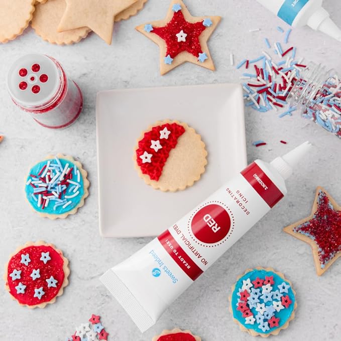 Sweets Indeed Dye Free 4th of July Sprinkles 3-Pack Set – Patriotic Sanding Sugar, Jimmies Mix and Star Sprinkles with No Artificial Dyes for Baking & Decorating Cupcakes, Cookies, Cakes & Desserts – 7.48 ounces