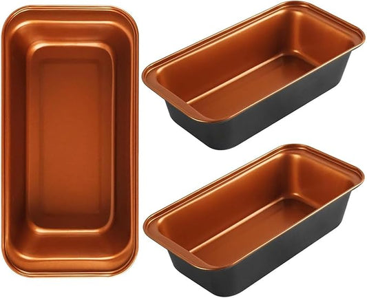 3-Pack 9x4 Inch Nonstick Loaf Pans, Carbon Steel Bread Pans for Baking Banana Bread & Sourdough, Even Heating, Easy Release, Oven Safe to 450°F, PFOA Free