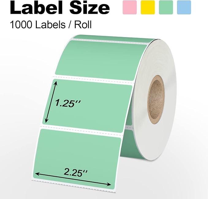 Misofuki 2.25x1.25 1000 Rectangular Red Direct Thermal Labels Roll Compatible with Zebra, Rollo, MUNBYN, Self-Adhesive Direct Thermal Labels
