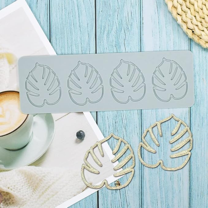 Fondant Silicone Moulds Tropical Leaves Silicone Imprint Mat Gum Paste Press Mold for Cake Chocolate Cupcake Decorating Cake Toppers Candy Cookies Resin Sugarcraft (A_9.44x3.08x0.12inch)