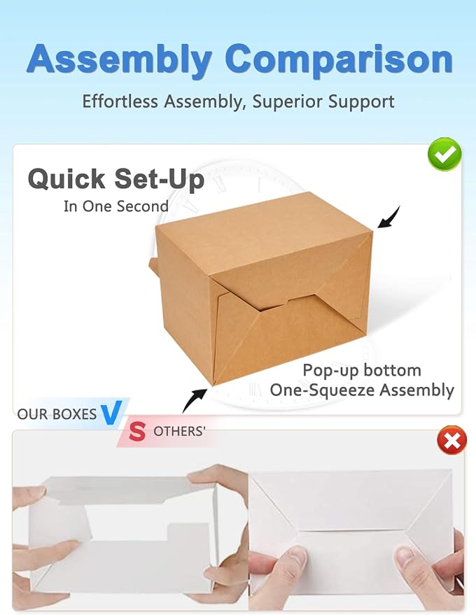 Shallive 50 Pcs Large Treat Boxes 9x6x6 Inch Brown Gable Gift Boxes with Handle Kraft Lunch Boxes Recycled Paper Gift Bags Take Out Cookie Boxes Welcome Boxes Candy Bags For Wedding Supplies