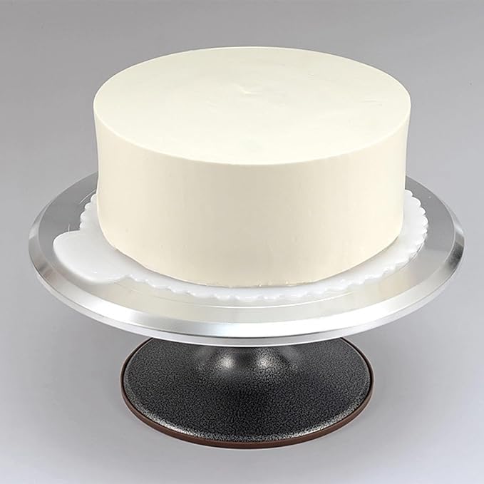 Aluminium Rotating Cake Turntable - 12 Inch Round Stand with Non-Slip Silicone Bottom for Cupcakes, Pastries & Cake Decorations