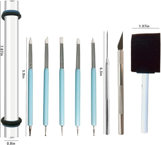 22 Air Dry Clay Tools for Adults Jewelry Making Sculpting Polymer Supplies Acrylic Roller Paint Brushes Set Dotting Scoring Stylus Craft Glue Sponge Silicone Clear Modeling Airdry Earring Kit