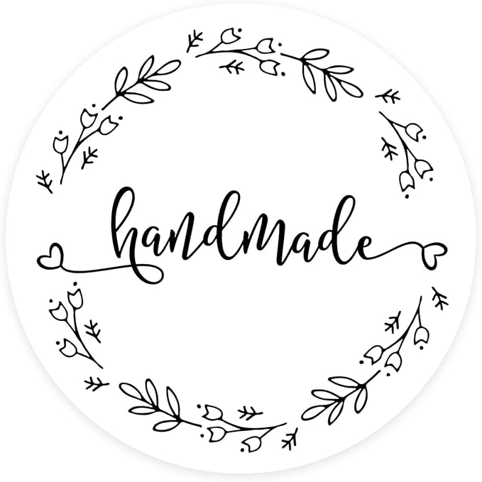 120 x Handmade Stickers, Business Stickers, Seller Stickers, Handmade Labels, Handmade with Love Stickers, 1.6 in Round Stickers