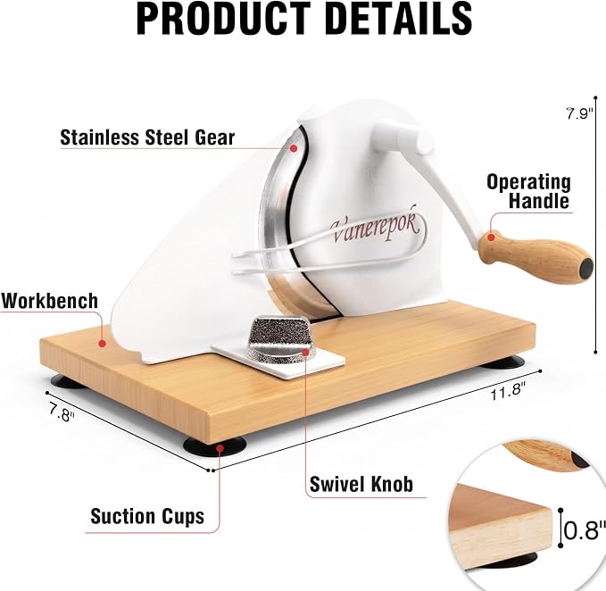 Upgrade Manual Bread Slicer for Homemade Sourdough Bread Versatile Hand Crank Bread Slicer for Sourdough Crusty Bread Etc Stainless Steel Slicers Adjustable Width for Homemade & Commercial Use