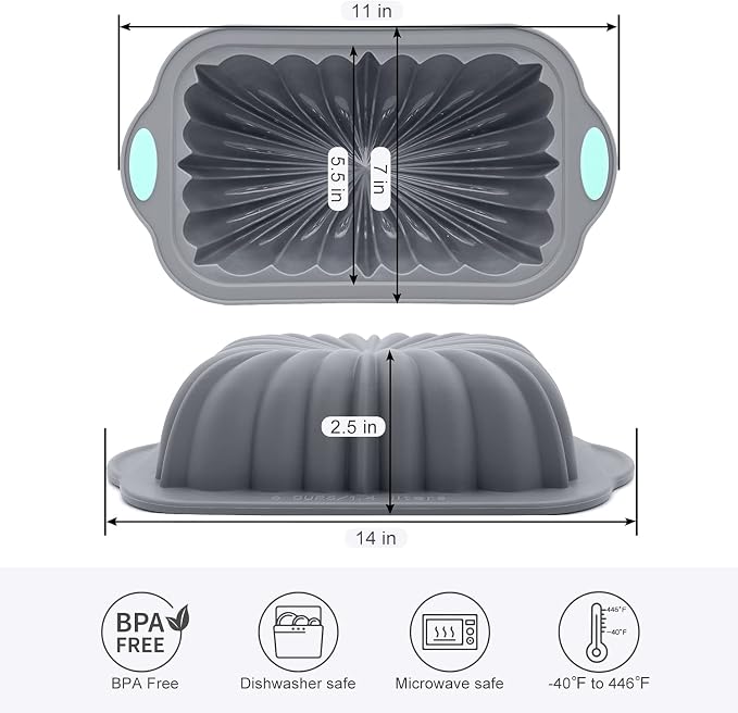 Silicone Bread Loaf Pan, Non-Stick Bread Pans for Homemade Bread, Silicone Baking Mold with Metal Reinforced Frame More Strength for Long-Lasting Performance