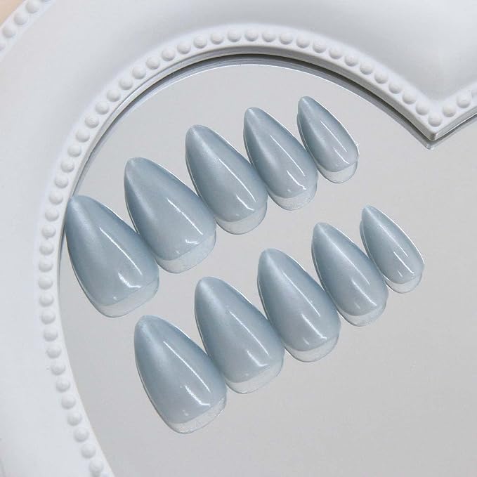 30Pcs French Press on Nails Short Almond ZWENJIE Cat Eye Fake Nails Press ons Nail Tips Stick on Nails Glossy Acrylic Nails Kit False Nails with Classic Red Design Nail Art for Women Glitter Manicure