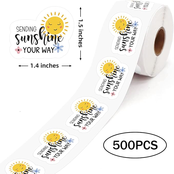 Thank You Stickers Small Business, Sending Sunshine Your Way Thank You Stickers, Online Retailers Mail Envelopes Packaging Labels Shipping 500 PCS