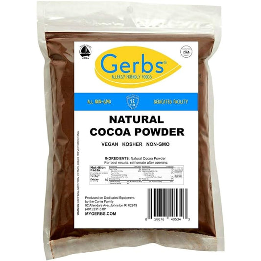 Gerbs Natural Cocoa Powder 4 lbs. | 10-12% Cocoa Butter Fat, Resealable Bag | Classic Unsweetened Cocoa | Top 14 Allergen-Free