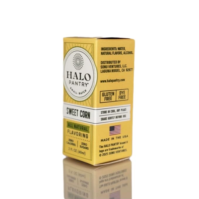Natural SWEET CORN Flavoring Extract by HALO PANTRY (2oz bottle) | Water-Soluble, Dye-Free/Colorless, Gluten-Free, Dairy Free, Zero Sugars, NO Sweeteners, NO Calories | Perfect for customizing ANY baking, candy, dessert or drink recipes