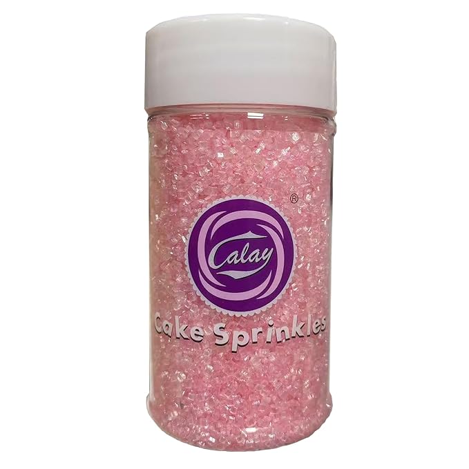 Sentovac Light Pink Sanding Sugar for Baking Edible Sparkling Coarse Sugar Crystals Sprinkles for Baking Topping Cake Cookie Cupcake Topper Ice Cream Decoration Supplies 3.2 OZ