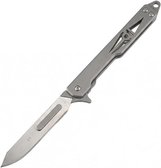 Bread Lame Bread Scoring Tool for Sourdough Baking, Folding Bread Scorer with 5PCS #60 Stainless Steel Blades, All-Metal Scoring Knife for Home Kitchen and Baking Classes, Sandblasted Gray