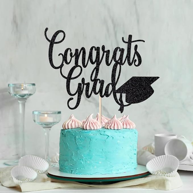 Black flash Congrats Grad Cake Topper,2026 Graduation Cake Topper, Congrats Grad Decorations,2026 High School/College/Senior Graduation Party Decorations Supplies.