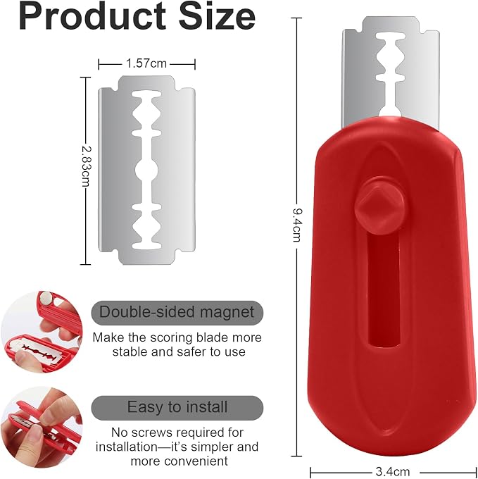 Herda Sourdough Scoring Tool with 5 Bread Lame Blades, Retractable & Magnetic Design, Professional Bread Baking Scorer for Sourdough Bread, Baguette, Rye Bread (Red