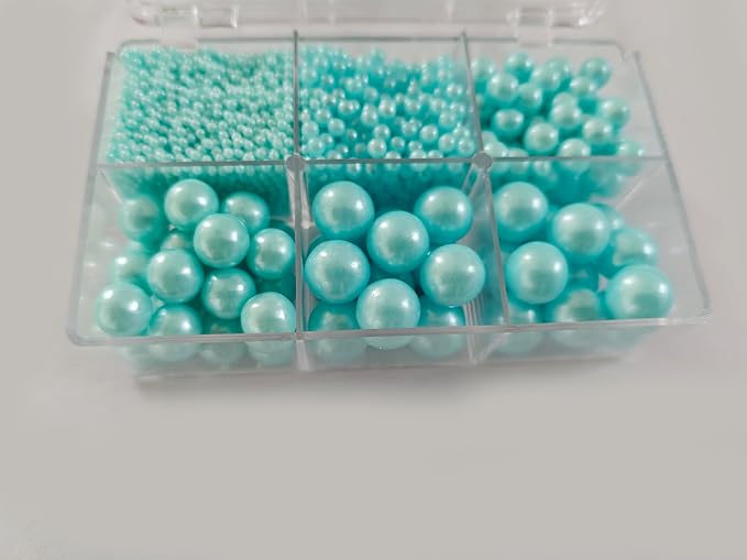 5 Sizes Edible Blue Pearls Sugar Sprinkles 130g/4.6oz, 2,4,7,10,12mm Candy Pearl for Cake Decorating and Cupcake Toppers Cookie Decorations Ice Cream Topping Wedding Valentines Halloween Christmas