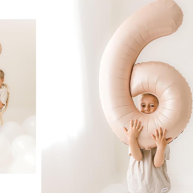 Light Brown 6 Balloon, Tan Number Balloons 40 Inch, 6th Balloons for Beige Birthday Decorations, Sandy Brown and Black Party Supplies 6 Birthday Balloon, Khaki Number 6 Balloon