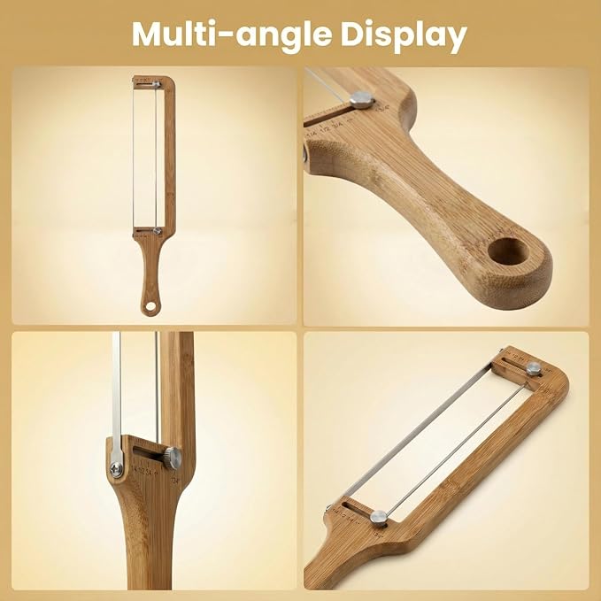 Adjustable Bread Slicer & Knife Set: Stainless Steel Blade with Wooden Handle, Even Slices for Homemade Sourdough and Crusty Breads in Home Kitchens for Baking Enthusiasts