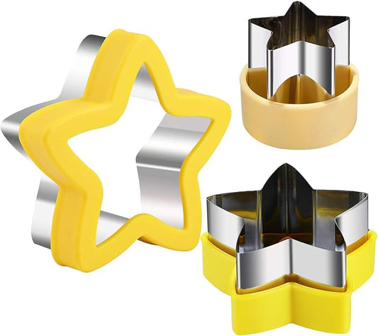 Stainless Steel Star Cookie Cutters, Mini to Large Sizes, Five-pointed Star & Vegetable Shapes Set for Kids
