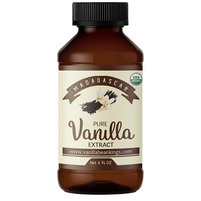 Organic Vanilla Extract - Made with Bourbon Madagascar Vanilla Beans - 4 fl oz – For Baking, Desserts, Home Cooking and Chefs