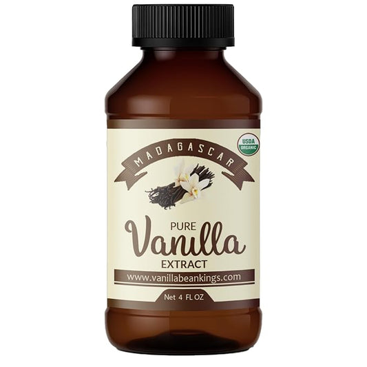 Organic Vanilla Extract - Made with Bourbon Madagascar Vanilla Beans - 4 fl oz – For Baking, Desserts, Home Cooking and Chefs