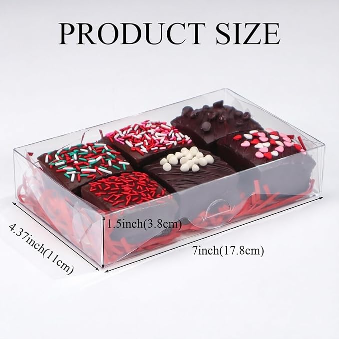 24PCS Clear Cookie Boxes with Window 7 x 4 3/8 x 1 1/2 Inch for Chocolate Truffle, Oreo, Pastry, Donut, Brownie, Soap and Bakery Treat Boxes for Party Favors Wedding Christmas Valentine's