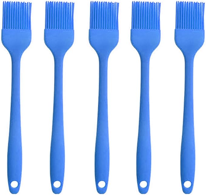 Silicone brush, Oil Brush for BBQ Kitchen Cooking Baking and Grilling (5 PCS,Blue)