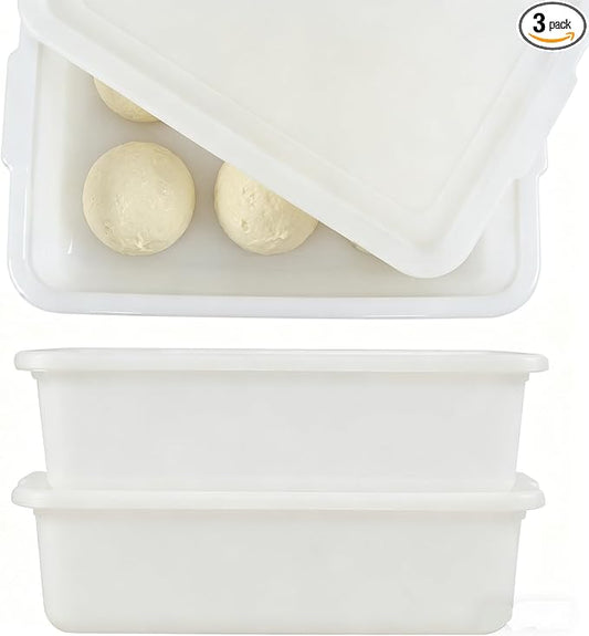 3 Pack Pizza Dough Proofing Box, Pizza Dough Container with Lids, BPA Free Food Storage Containers, Bread Proofing Box, White | Food Storage Containers with 13L Capacity, Bread Proofing Box, White