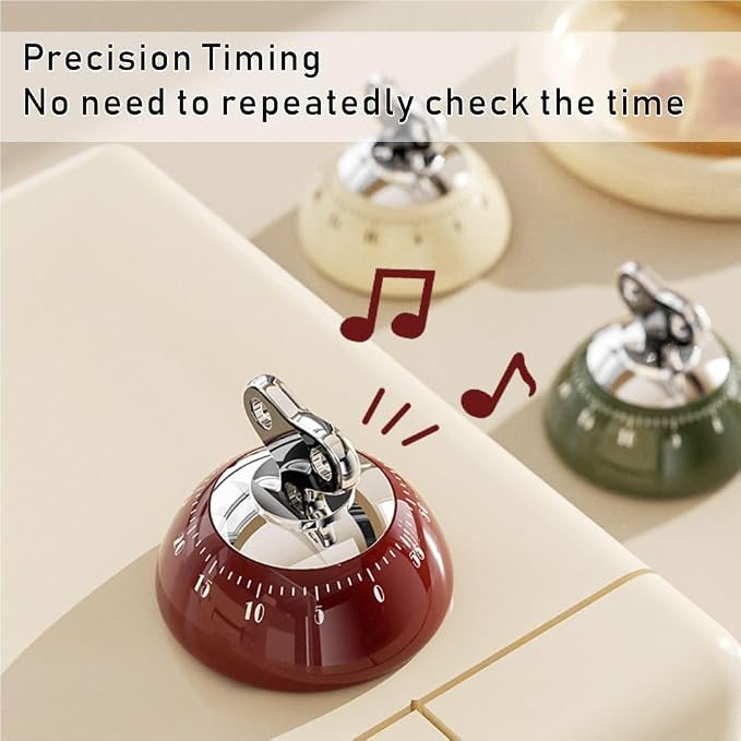 Retro Mechanical Kitchen Timer,60-Minute Countdown with Magnetic Back, Wind-Up Design, Loud Alarm for Cooking, Home Use（White and Plastic Material）