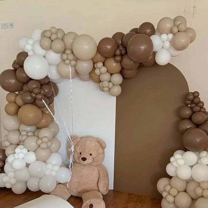 Voircoloria 90pack Brown Balloons Different Size 18/12/10/5 Inch Brown Balloon Garland Arch Kit for Graduation, Wedding, Birthday, Princess Theme Party, Valentine's Day Party Decorations