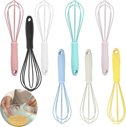 Silicone Whisk 8Pcs Mini Silicone Whisks for Blending Whisking Beating Stirring Cooking and Baking Kitchen Essential Tools