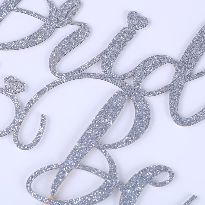 Silver Glitter Bride to Be Cake Topper - Bridal Shower Cake Topper,for Wedding Shower;Engagement;Bachelorette;Hen Party Decorations (silver)