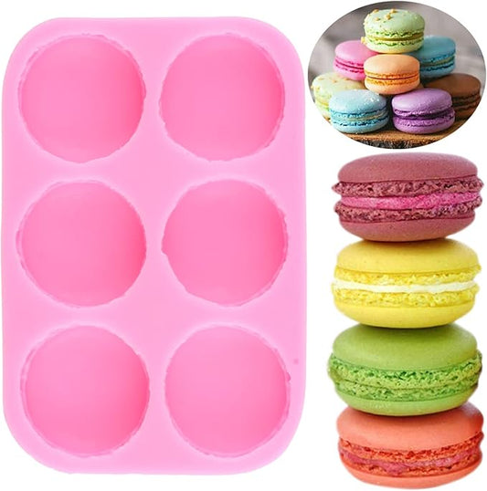 Mujiang 6-Cavity 3D Macaroon Hamburger Silicone Fondant Molds For Cake Decorating Chocolate Candy Mini Soap Bath Bomb