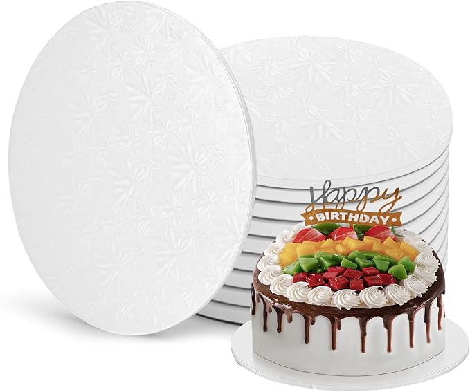 10 Inch Round Cake Boards, 10PACK White Cake Drums, Sturdy Cake Cardboard Bases para Pasteles for Pastry Baking, Wedding,Party, Fathers Day Pizza Desserts 1/4 Inch Thick