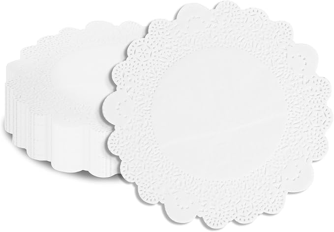 Restaurantware Paper Doilies 100 Pack of 8 Inch Lace Disposable Table Decor White Round Shape Decorative Presentation