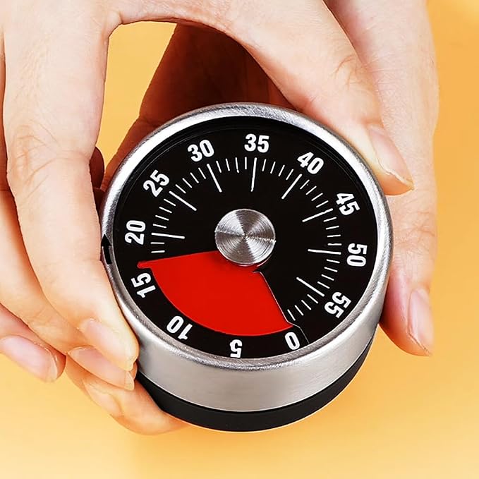 Kitchen Timer Magnetic Time Timer, Visual Countdown Kitchen Stainless Steel Mechanical Clock, Alarm Clock, Alarm Clock, Reminder (Stainless Steel)