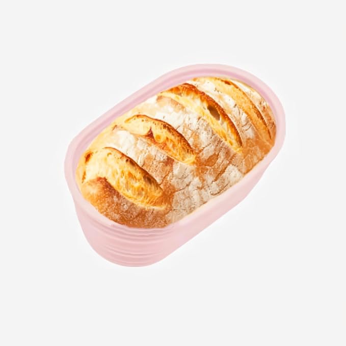 Banneton Bread Proofing Baskets,Silicone Sourdough Bread Baking Supplies, Bread Proofing Baskets for Sourdough, 10" Oval Collapsible Sourdough Baking Basket (Pink)
