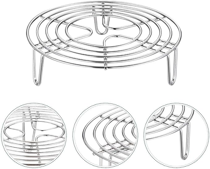 Round Steamer Rack and Cooling Rack,Stainless Steel Pot Trivet, Wire Steamer Kettle Rack Holder, Fit for Pots Cookware Pressure-Cooker Pans Up (16x4cm/6.3x1.57inch)