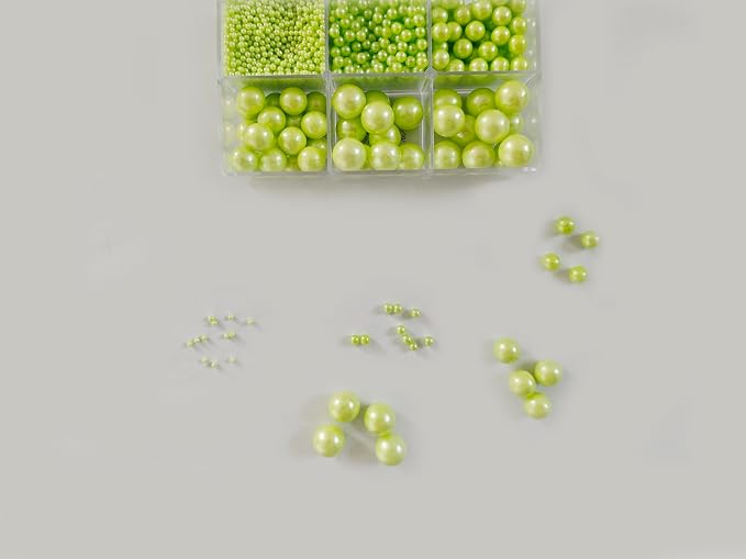 5 Sizes Edible GrassGreen Pearls Sugar Sprinkles 130g/4.6oz, 2,4,7,10,12mm Candy Pearl for Cake Decorating and Cupcake Toppers Cookie Decorations Ice Cream Topping Wedding Valentines Halloween Christmas