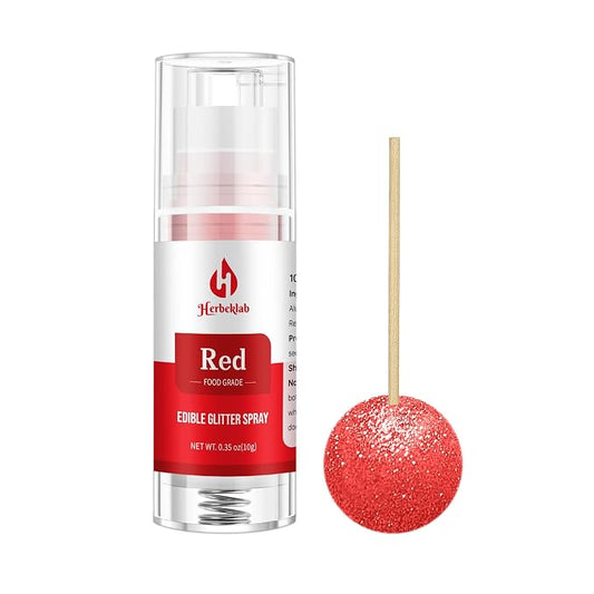 Red Edible Glitter Spray – Herbeklab 10g Food Grade Edible Shimmer Spray for Cakes, Cookies, Chocolate, Strawberries, Drinks and Cocktails– Upgraded Bottle Design